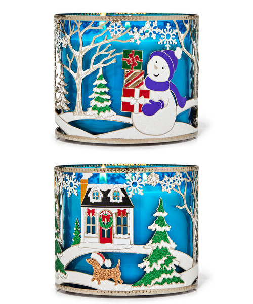 Holiday Snowman Scene Candle Holder