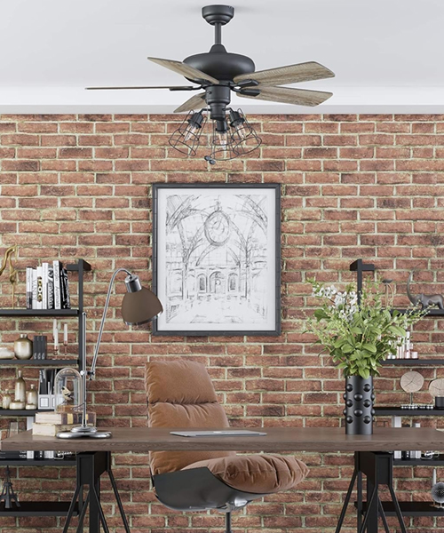 Industrial Style LED Ceiling Fan with Light