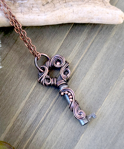 Key Wire Wrapped Necklace