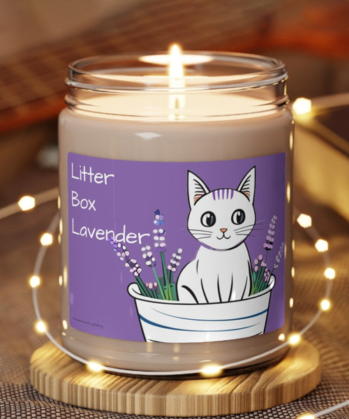 Lavender Cat Funny Scented Soy Candle