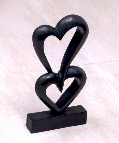 Linking Hearts Wood Sculpture