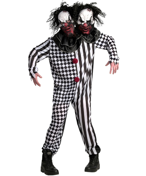Mens Two-Headed Clown Costume