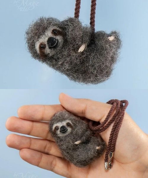 Mini Sloth Felt Jewelry