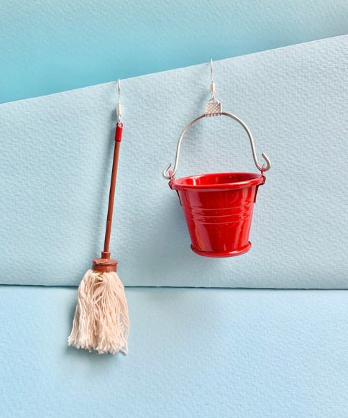 Mop And Bucket Dangle Earrings