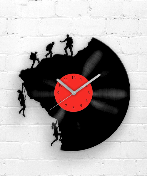 Mountain Hiker Vinyl Record Clock
