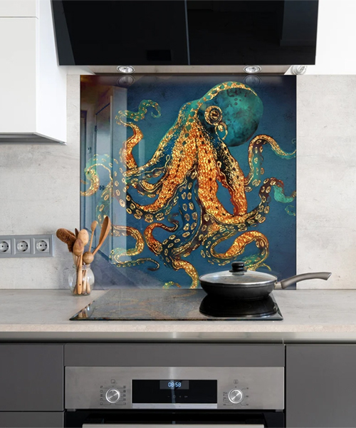 Octopus Backsplash Panel-Glass