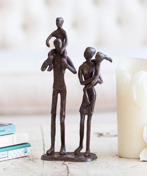 Parents Carrying Children Bronze Sculpture