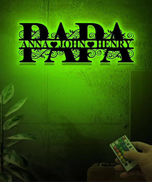 Personalized Papa Metal Led Light