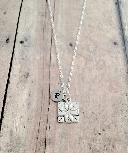 Personalized Quilting Square Necklace