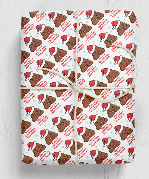 Poo Face Christmas Wrapping Paper