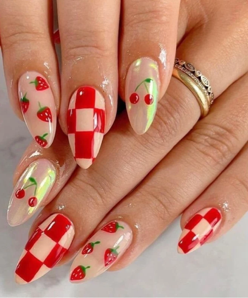 Strawberries And Cherry Nails