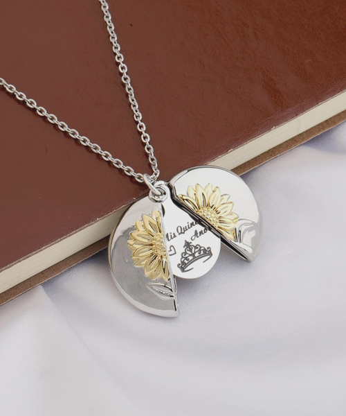 Sunflower Locket Necklace Mis Quince Anos