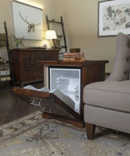 Table With Hidden Mini Fridge