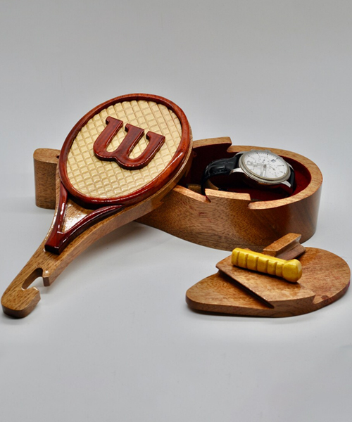 Tennis Racket Wooden Puzzle Box