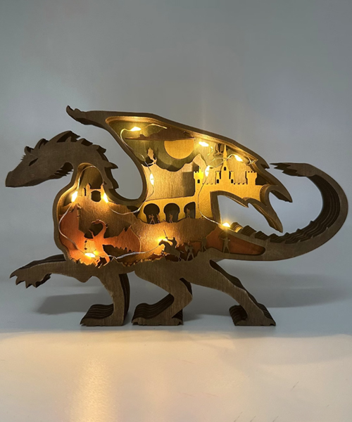 Wooden 3D Carved Flying Dragon	
